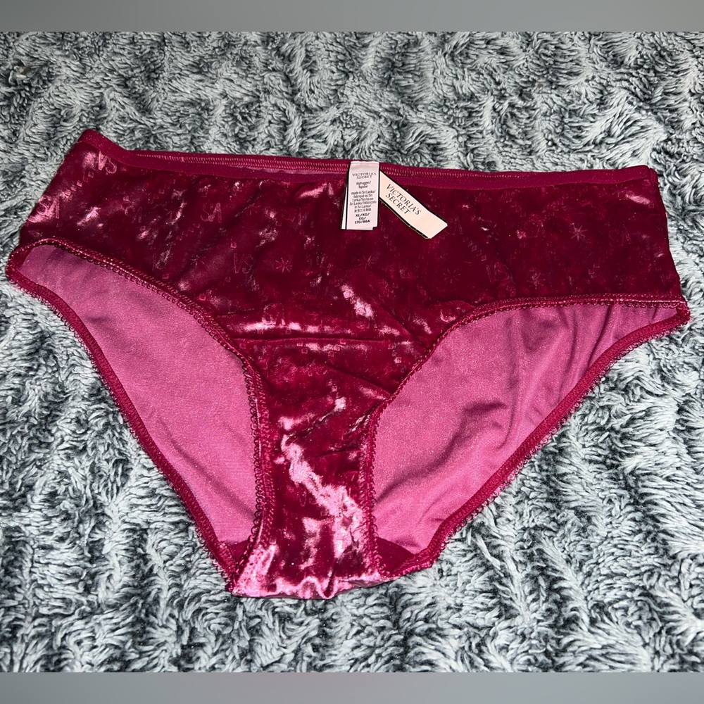 NWT Victoria’s Secret Velvety Velour Mauve Burgundy Hiphugger Panty XL